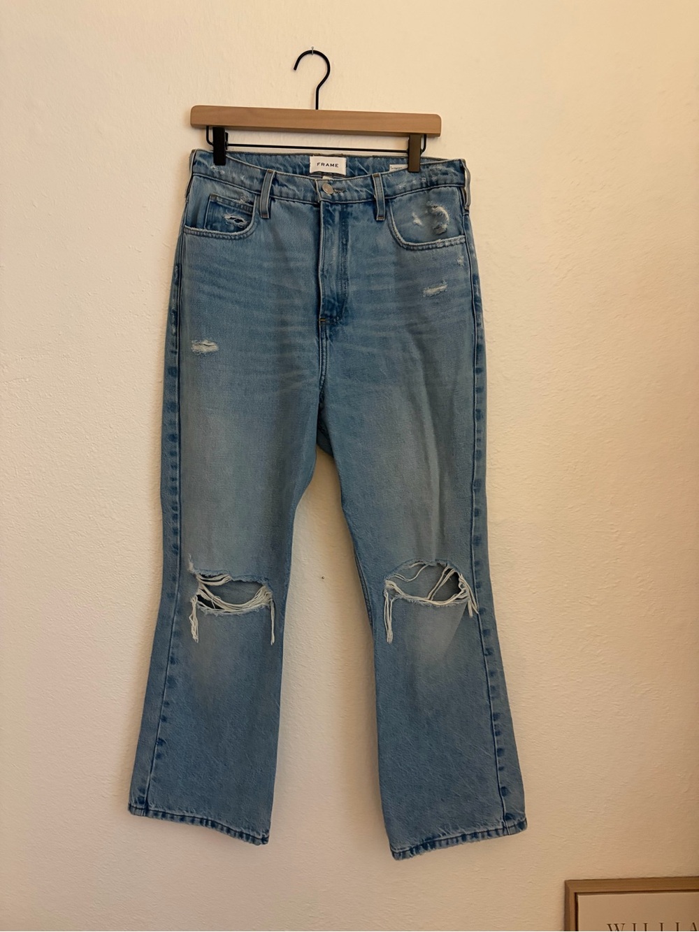 Frame Denim Light Blue Ripped Wide-Leg Jeans - Picture 6 of 6